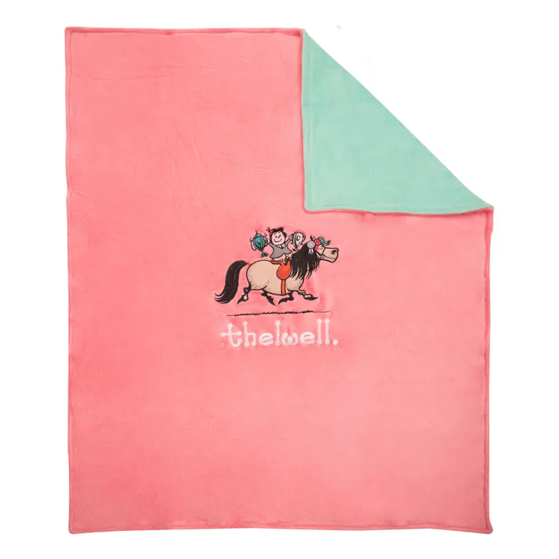 Hy Equestrian Thelwell Collection Fleece Blanket - Pink/Mint